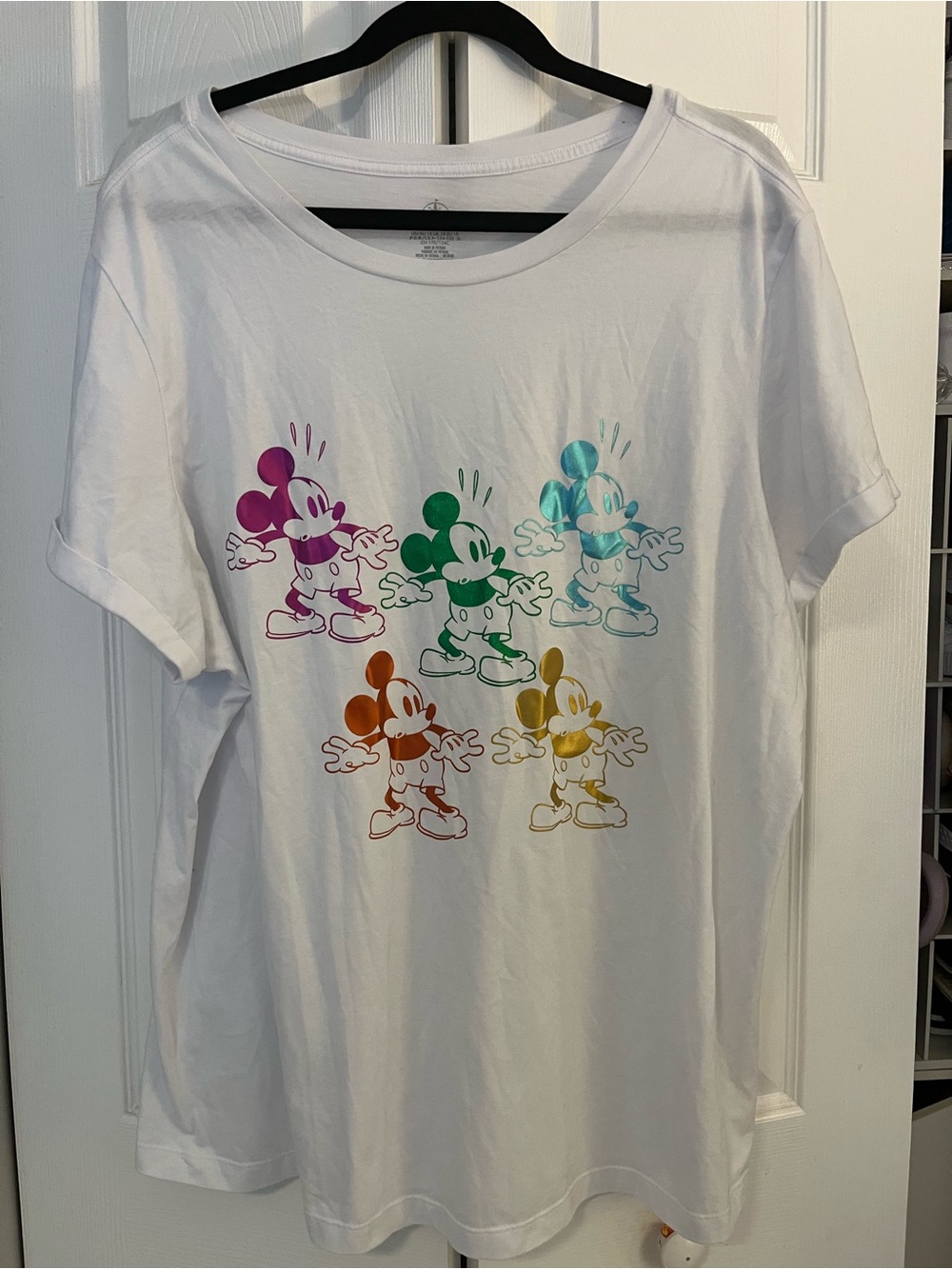 Disney White T-Shirt with Multicolor Mickey Mouse Prints